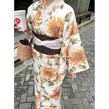 着物・浴衣 SUNFLOWER Amazon.co.jp: Antique Sunflower Yukata Set, Ivory Yukata